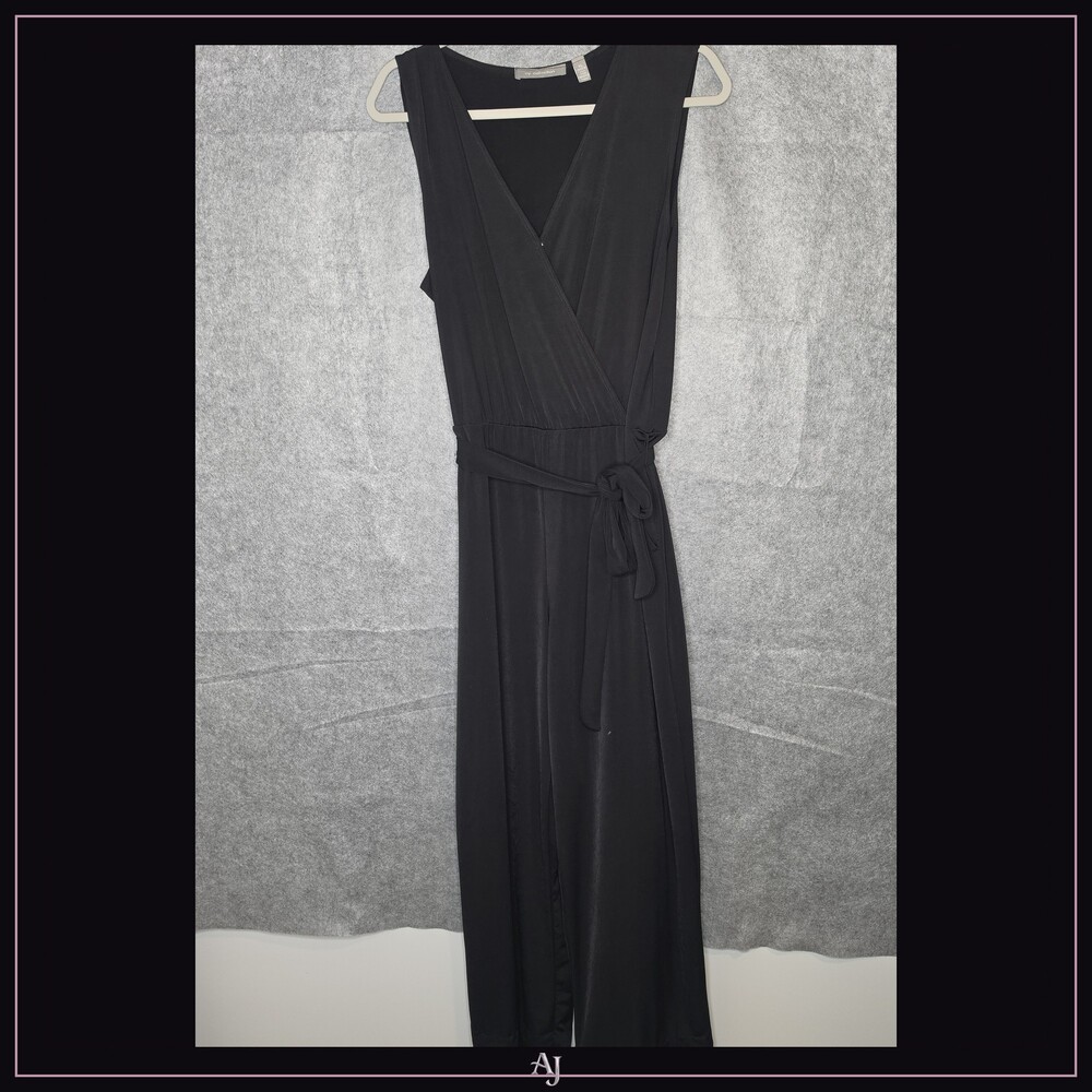 ny collection XL Petite black polyester spandex jumpsuit sleeveless